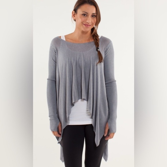 lululemon athletica Sweaters - Lululemon Enlightened Pullover Heathered Fossil Women’s 10 Silk Blend Athleisure